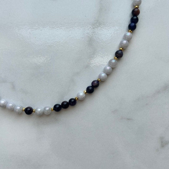 full moon • gemstone beaded necklace