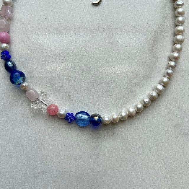 elliot • half beaded half pearl necklace