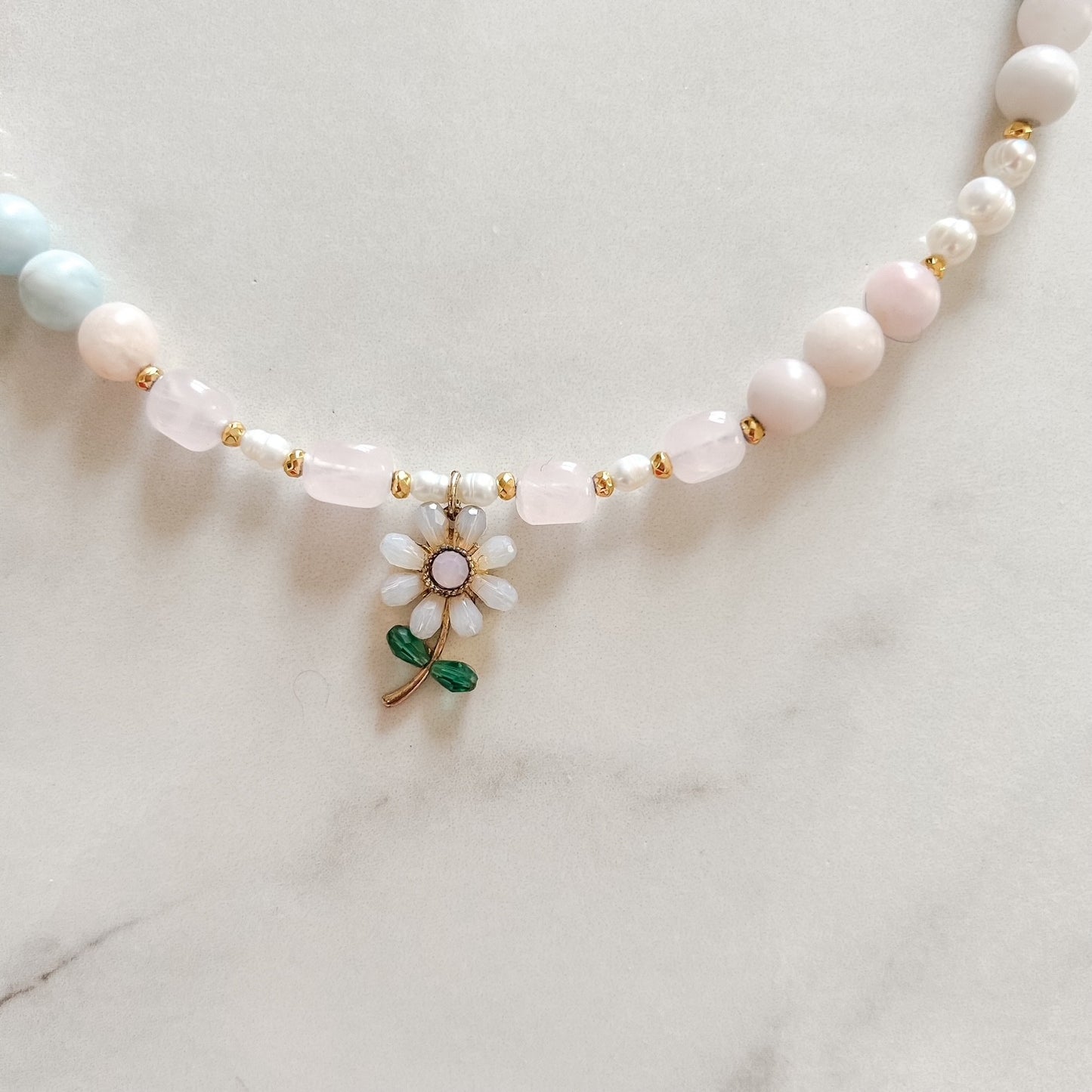 valeria • half morganite half pearl necklace