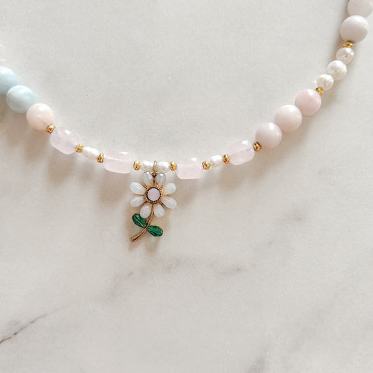 valeria • half morganite half pearl necklace