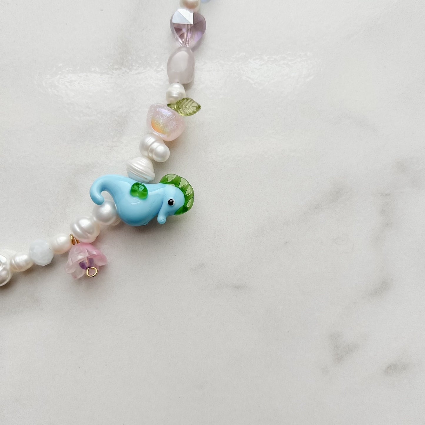 sheldon • half beaded half pearl necklace