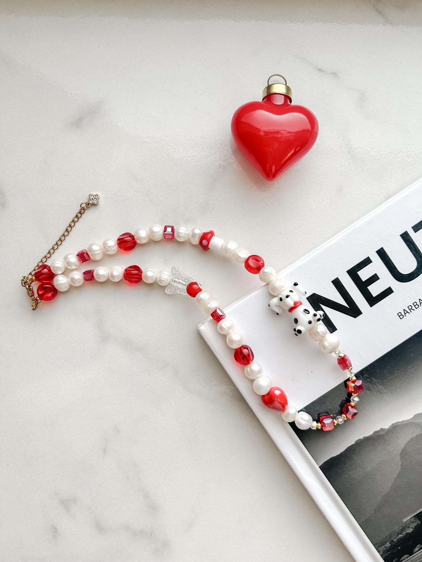 lucky • half beaded half pearl necklace