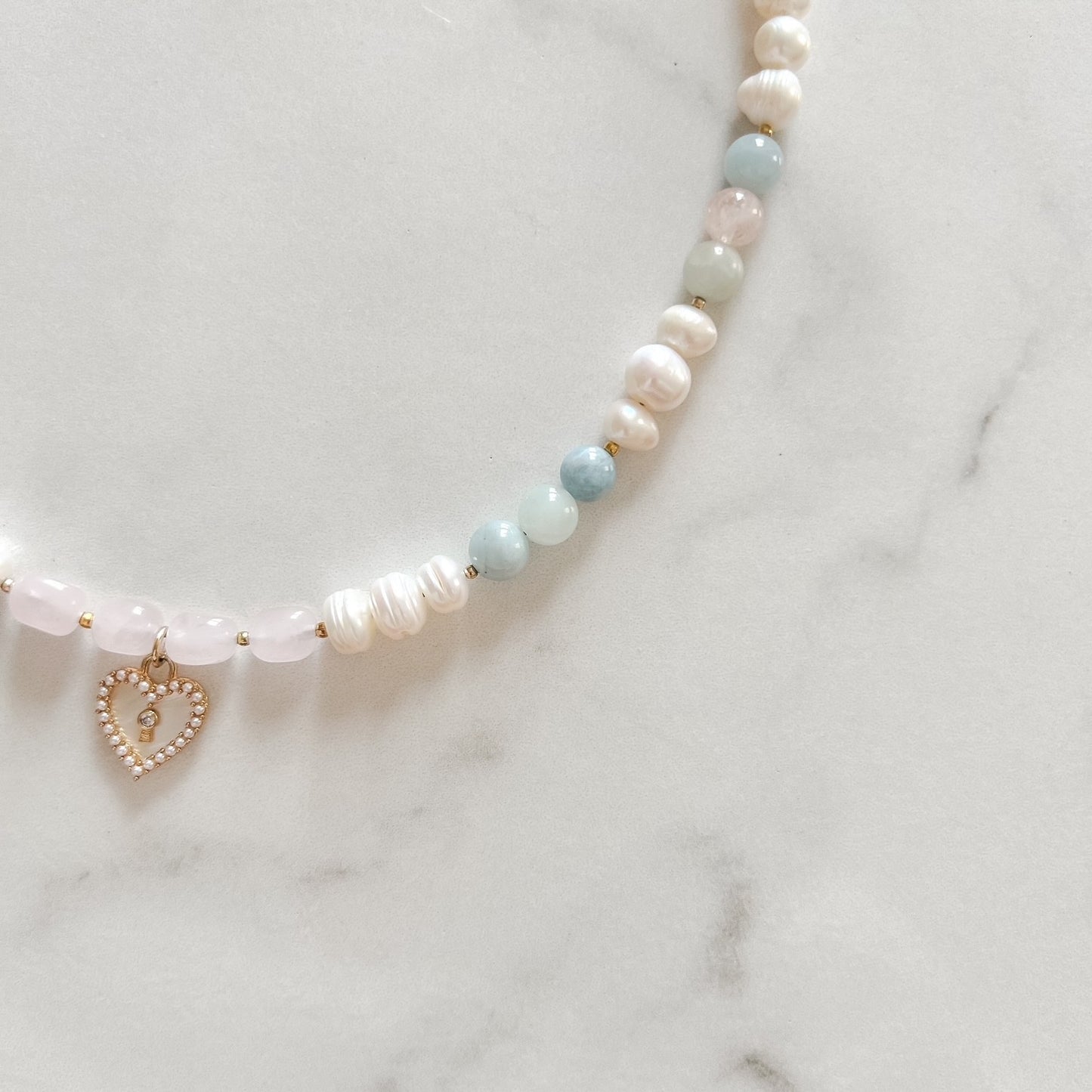 amphitrite • half pearl half crystal necklace