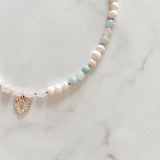 amphitrite • half pearl half crystal necklace