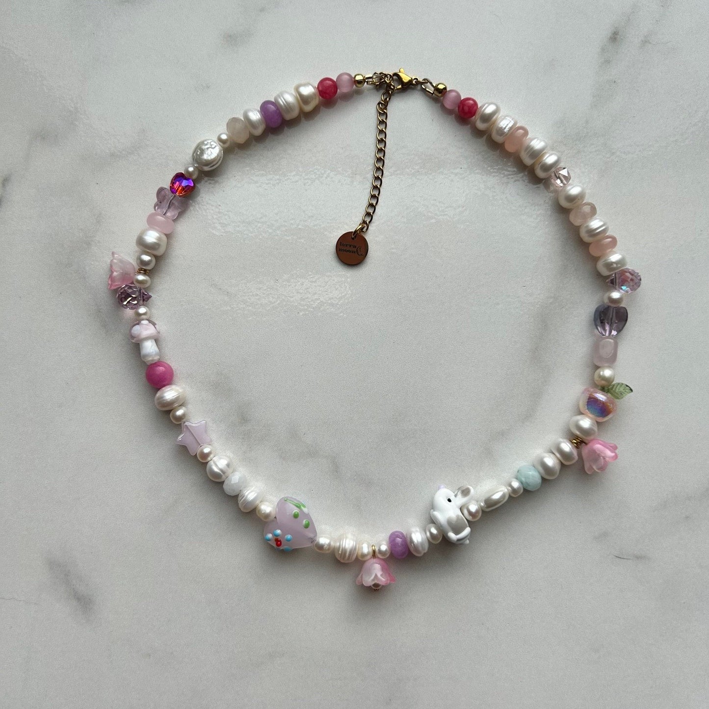 hoppy to be here • half beaded half pearl necklace