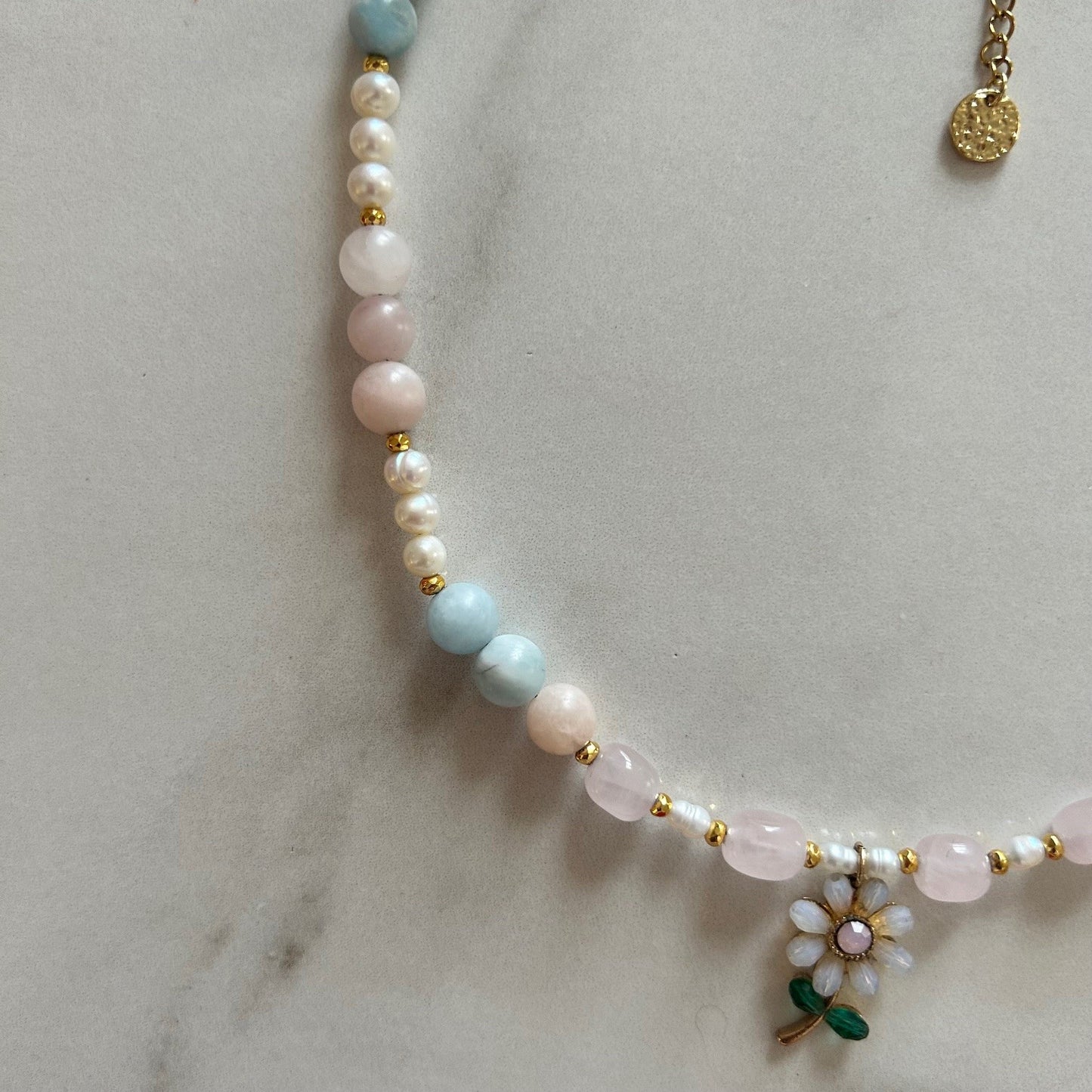 valeria • half morganite half pearl necklace