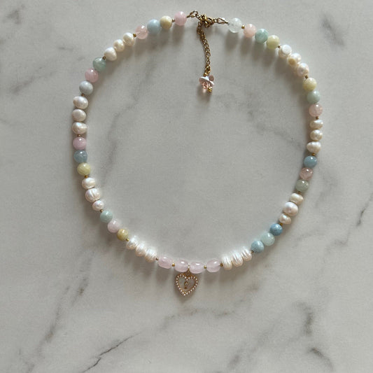 amphitrite • half pearl half crystal necklace