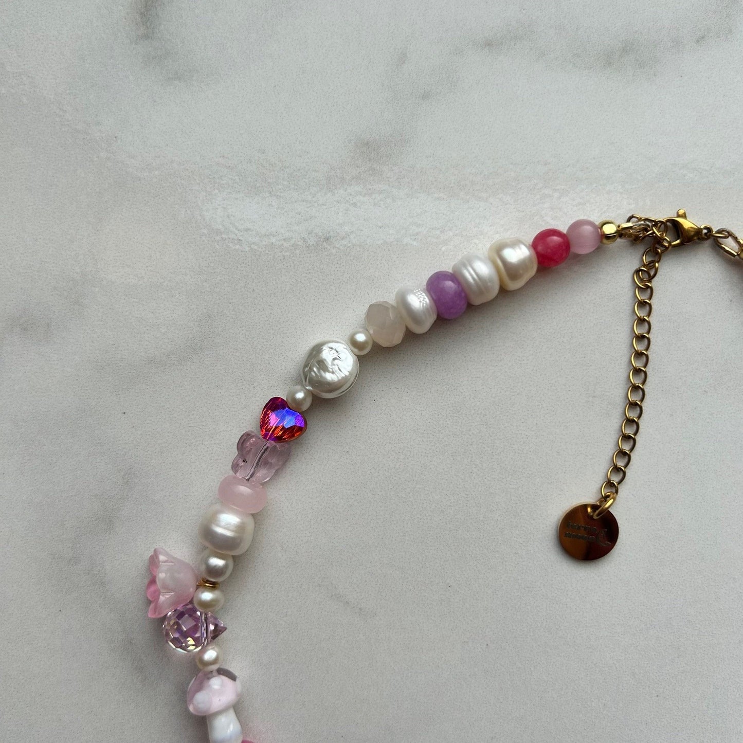 hoppy to be here • half beaded half pearl necklace