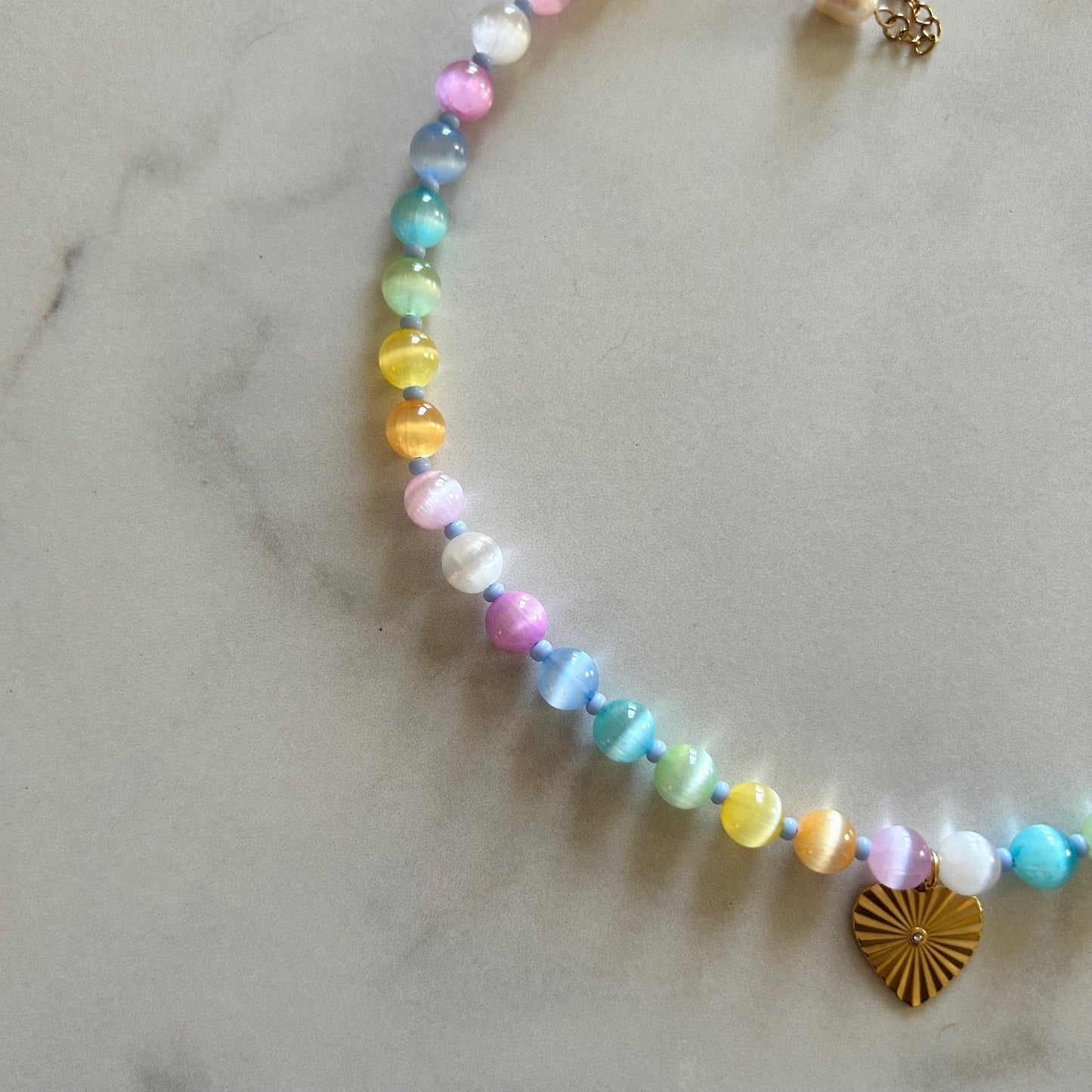 cordelia • pastel rainbow cat eye’s beaded necklace