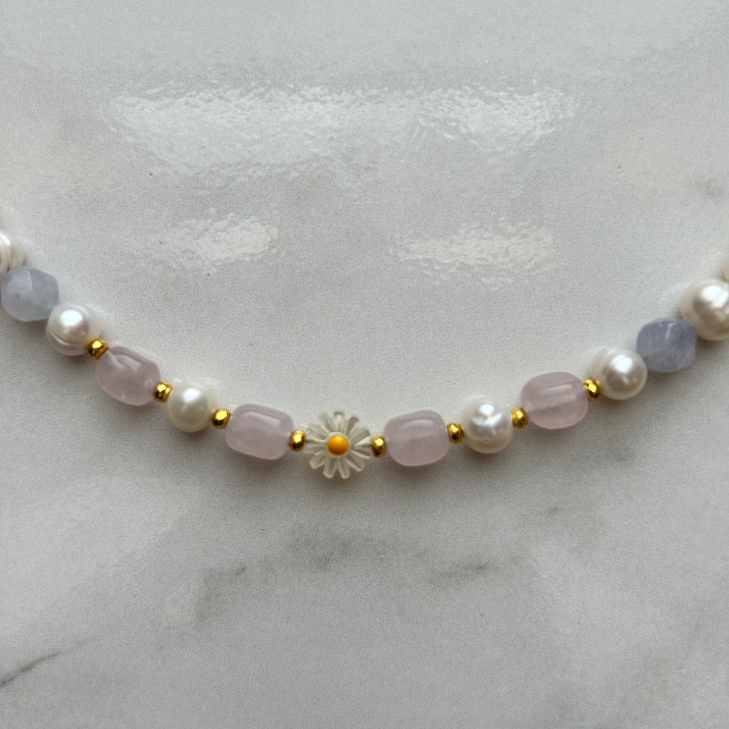 emem • half beaded half pearl necklace