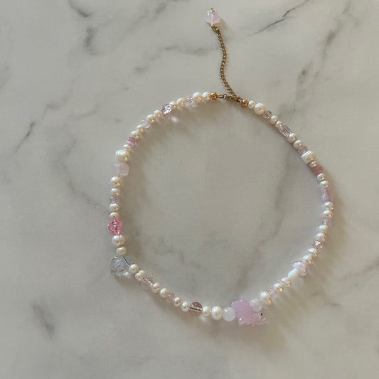 lucy • half beaded half pearl necklace