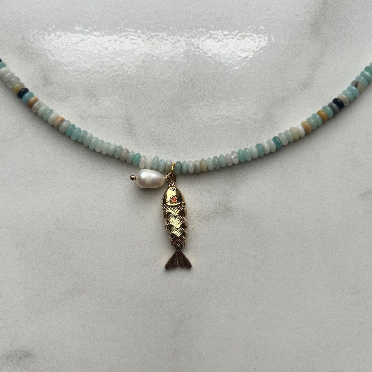 swim shady • amazonite beaded necklace
