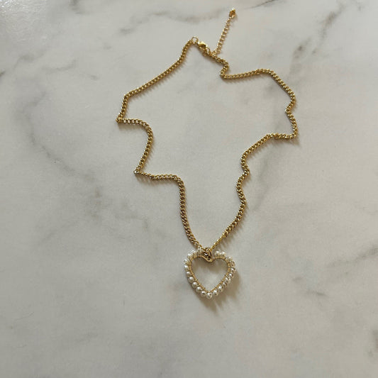 isabella • pearl heart gold filled necklace