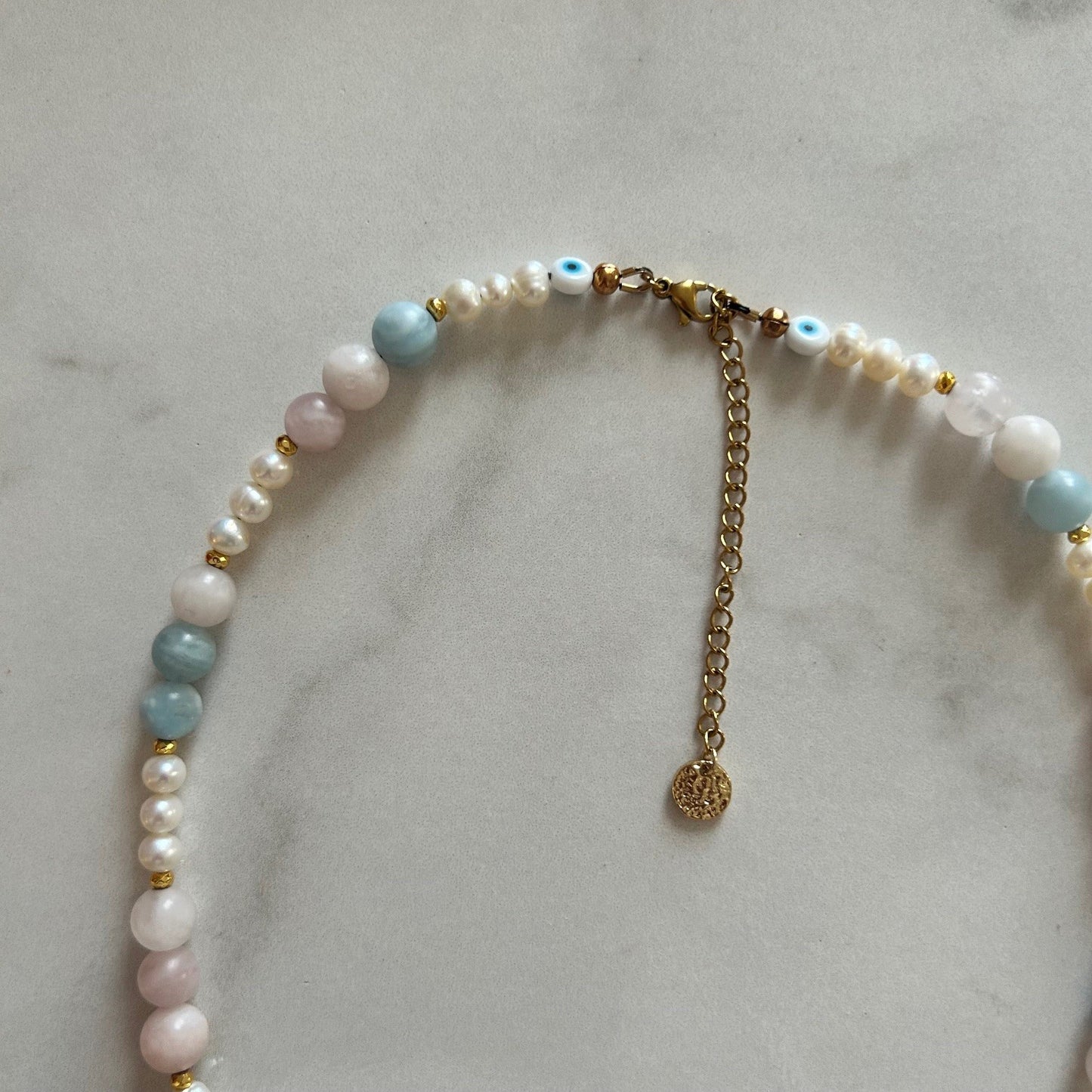 valeria • half morganite half pearl necklace