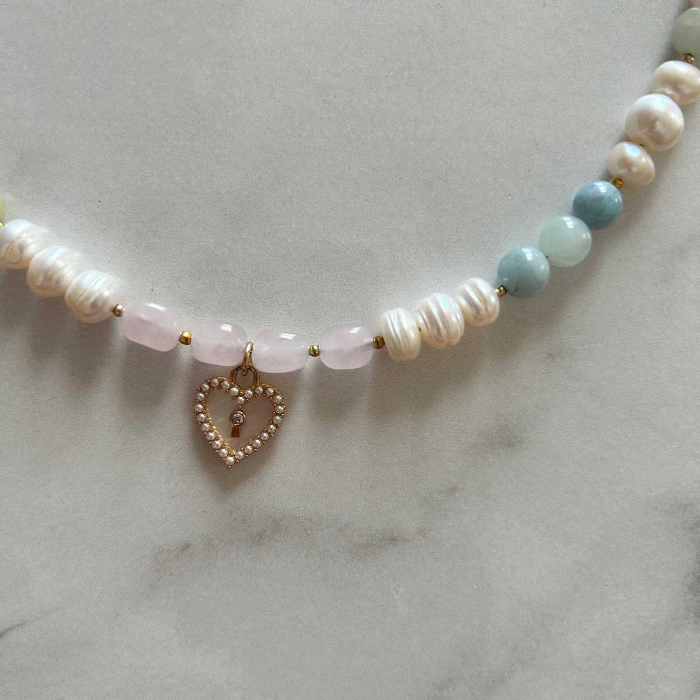 amphitrite • half pearl half crystal necklace