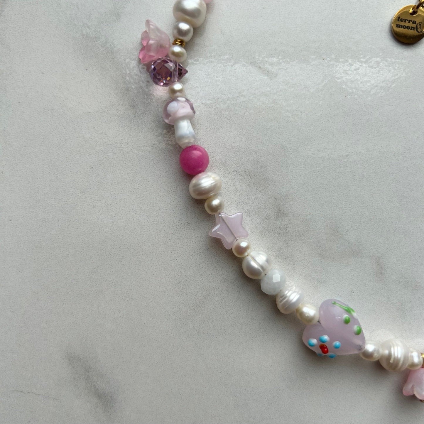 hoppy to be here • half beaded half pearl necklace