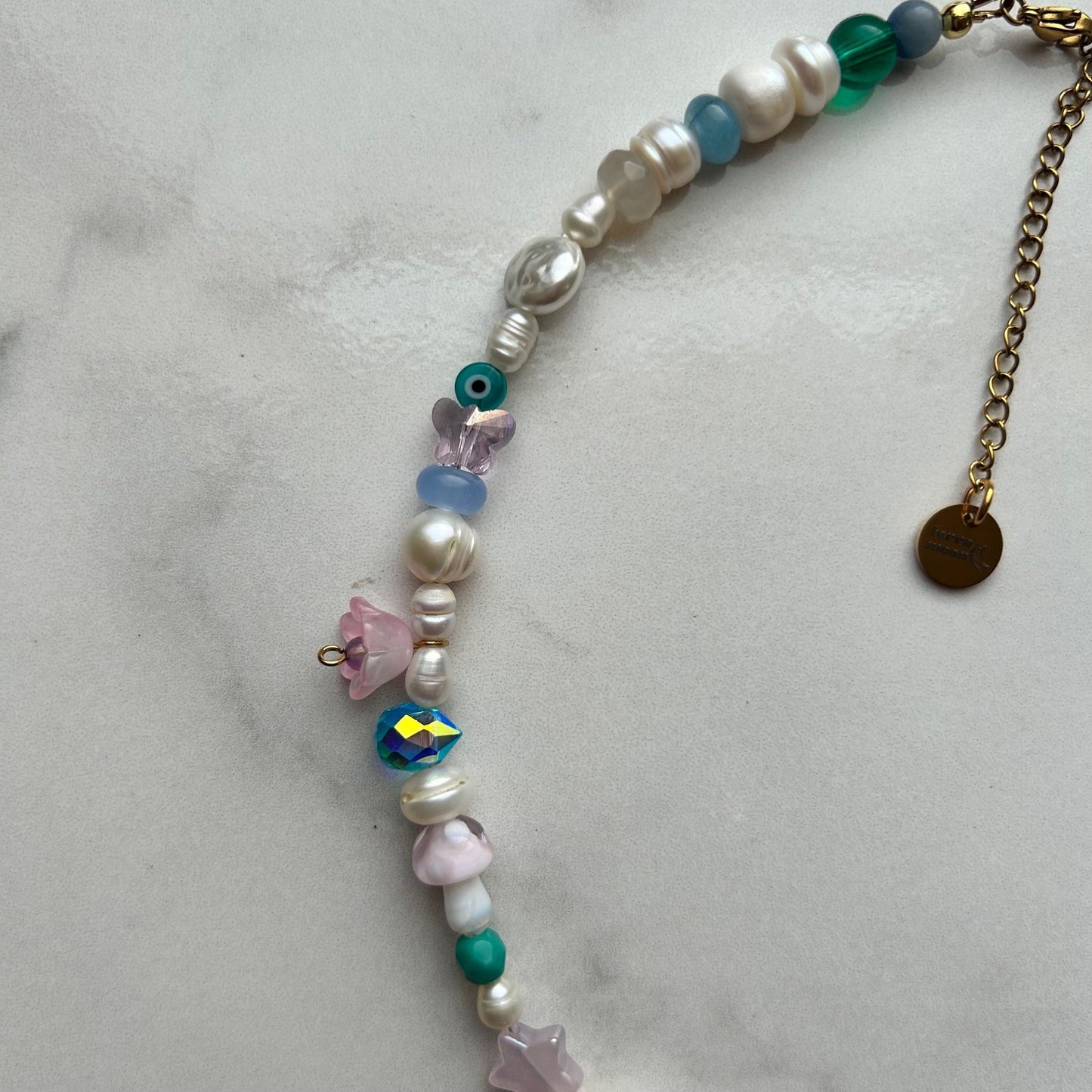sheldon • half beaded half pearl necklace