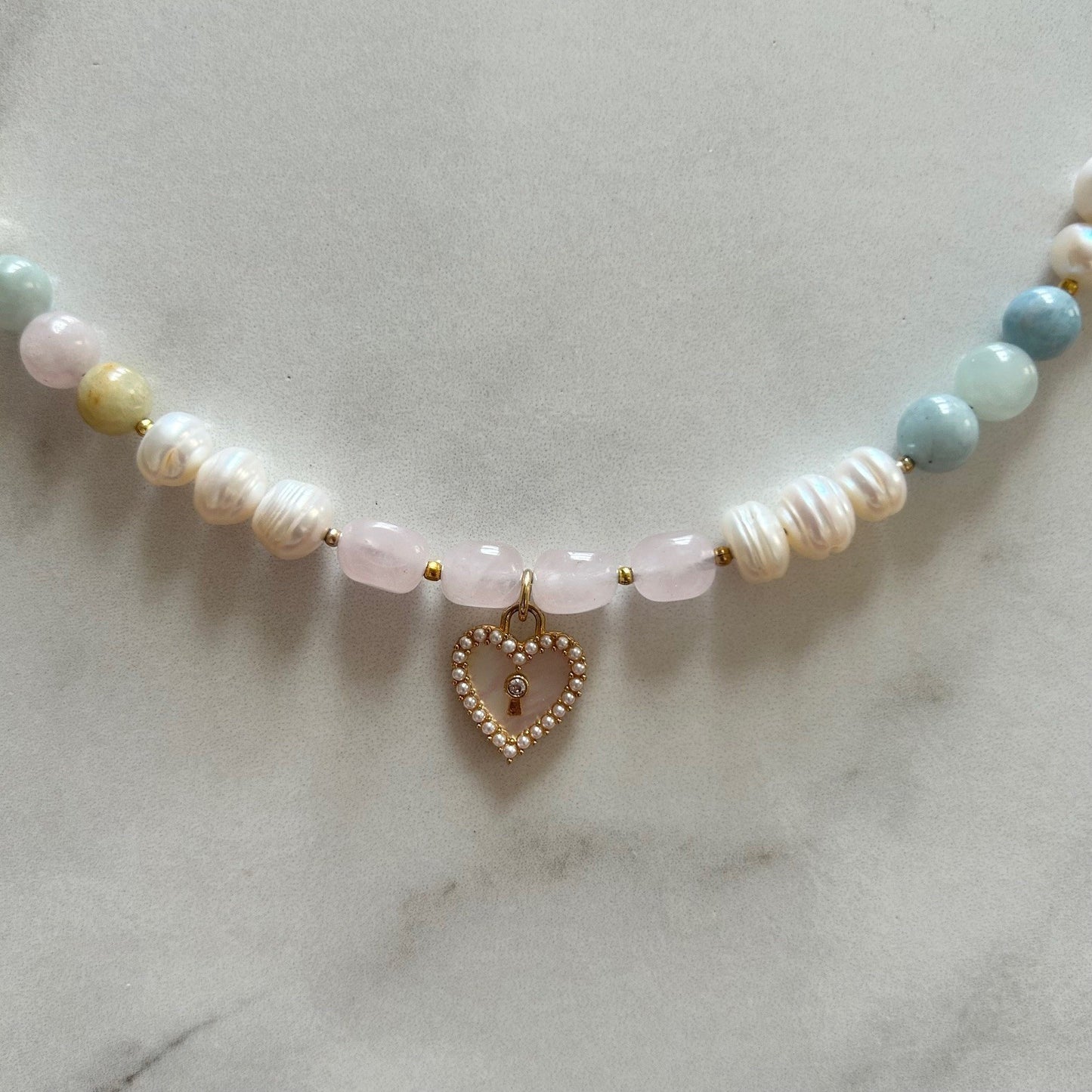 amphitrite • half pearl half crystal necklace