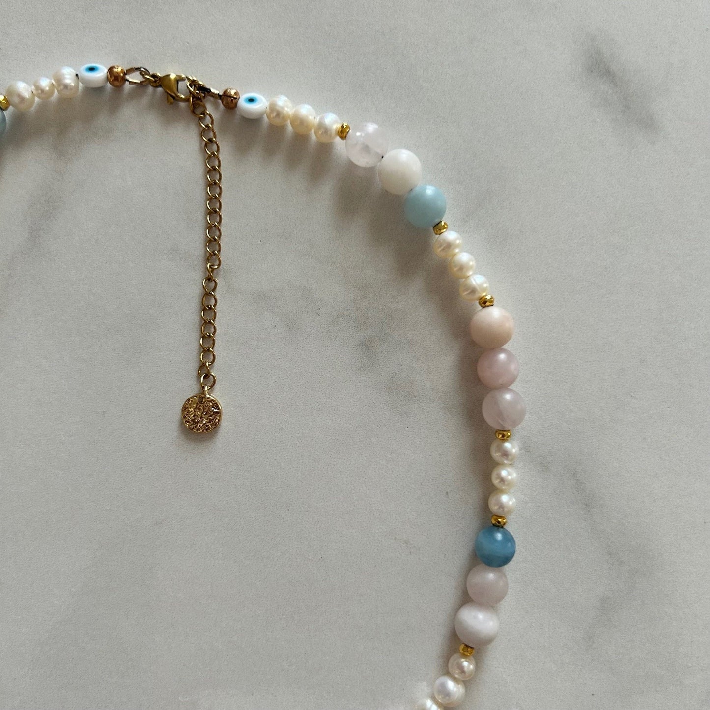 valeria • half morganite half pearl necklace
