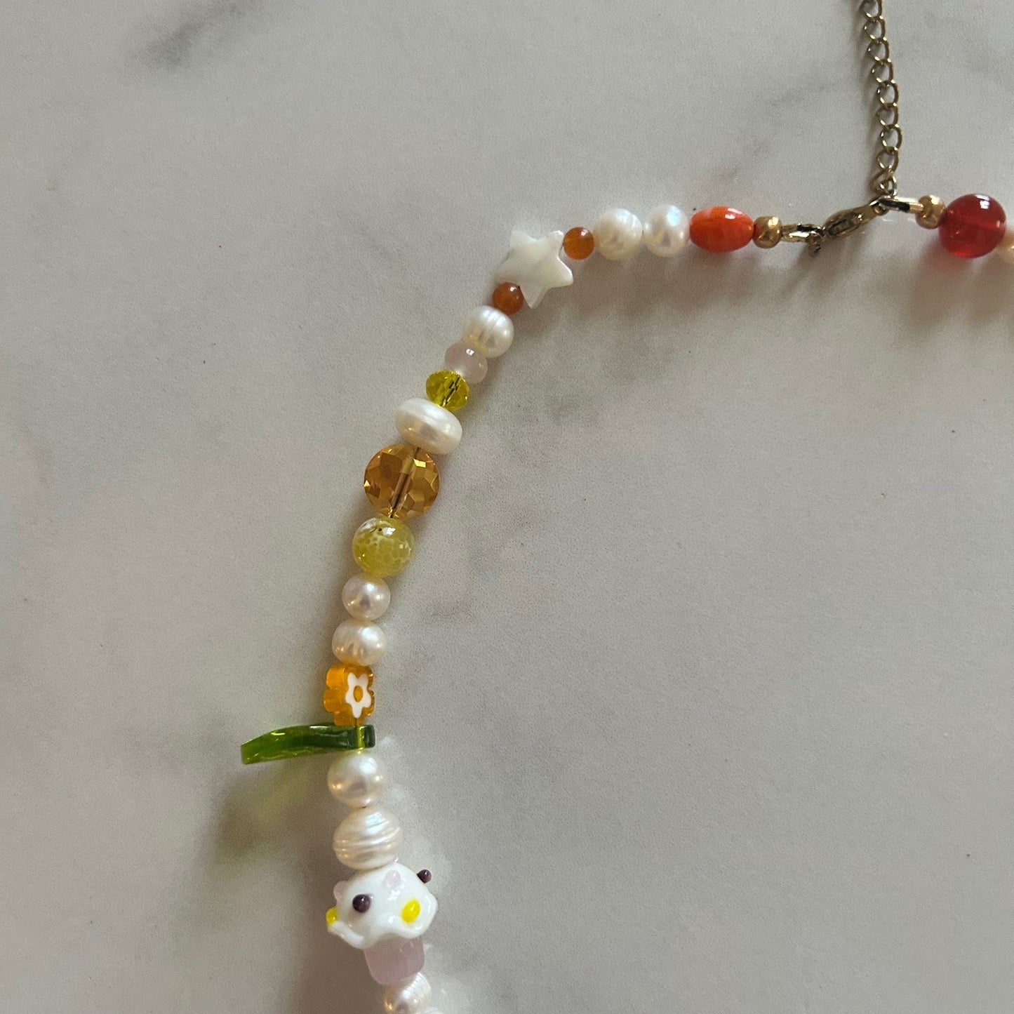 rubber ducky • half beaded half pearl necklace