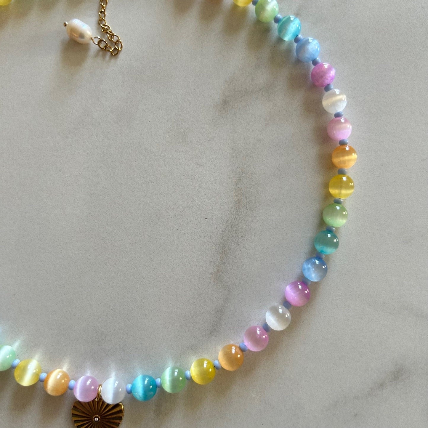 cordelia • pastel rainbow cat eye’s beaded necklace