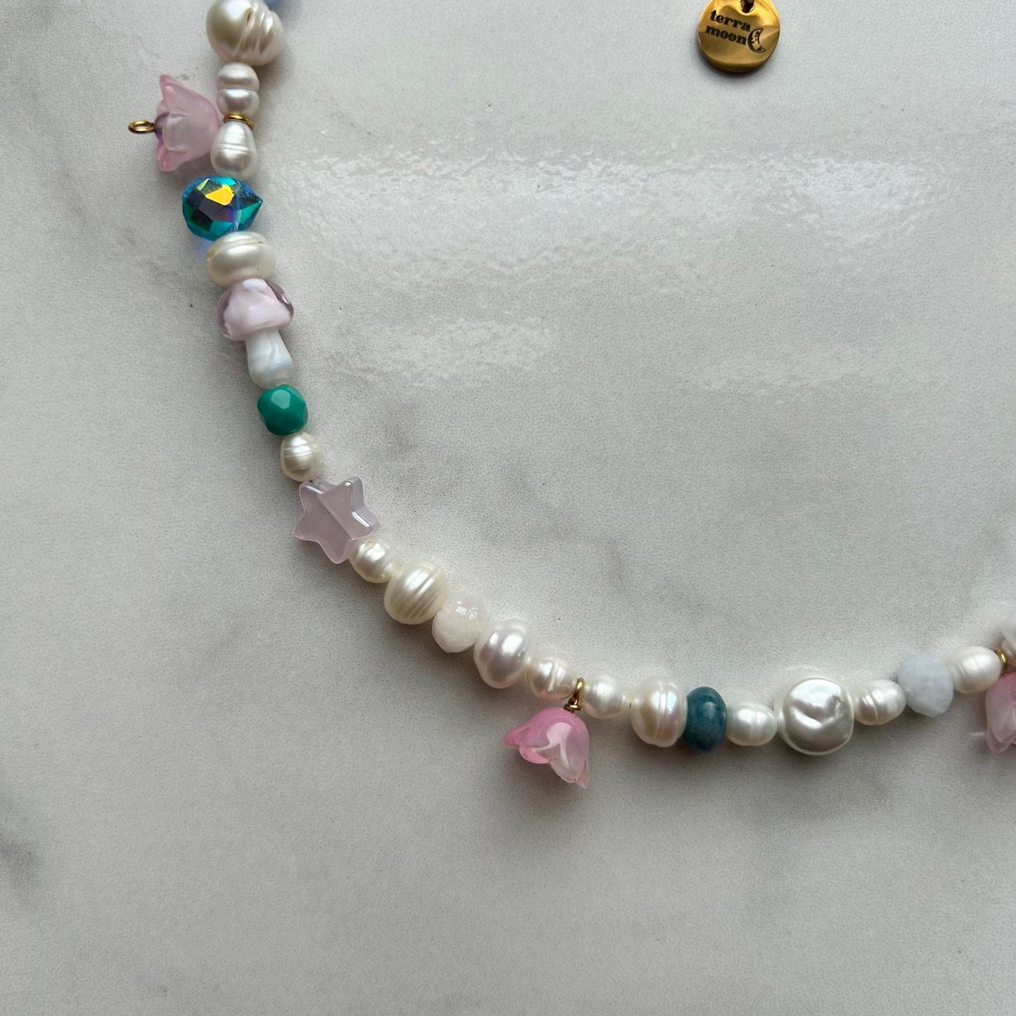 sheldon • half beaded half pearl necklace