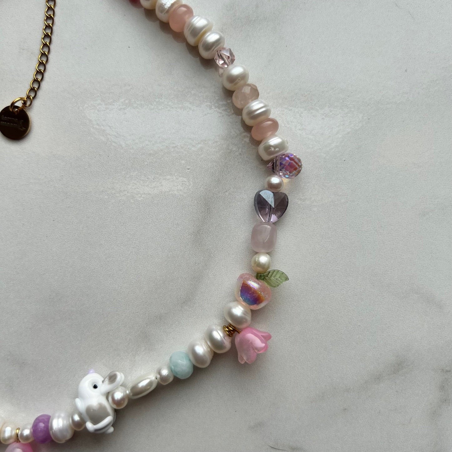 hoppy to be here • half beaded half pearl necklace