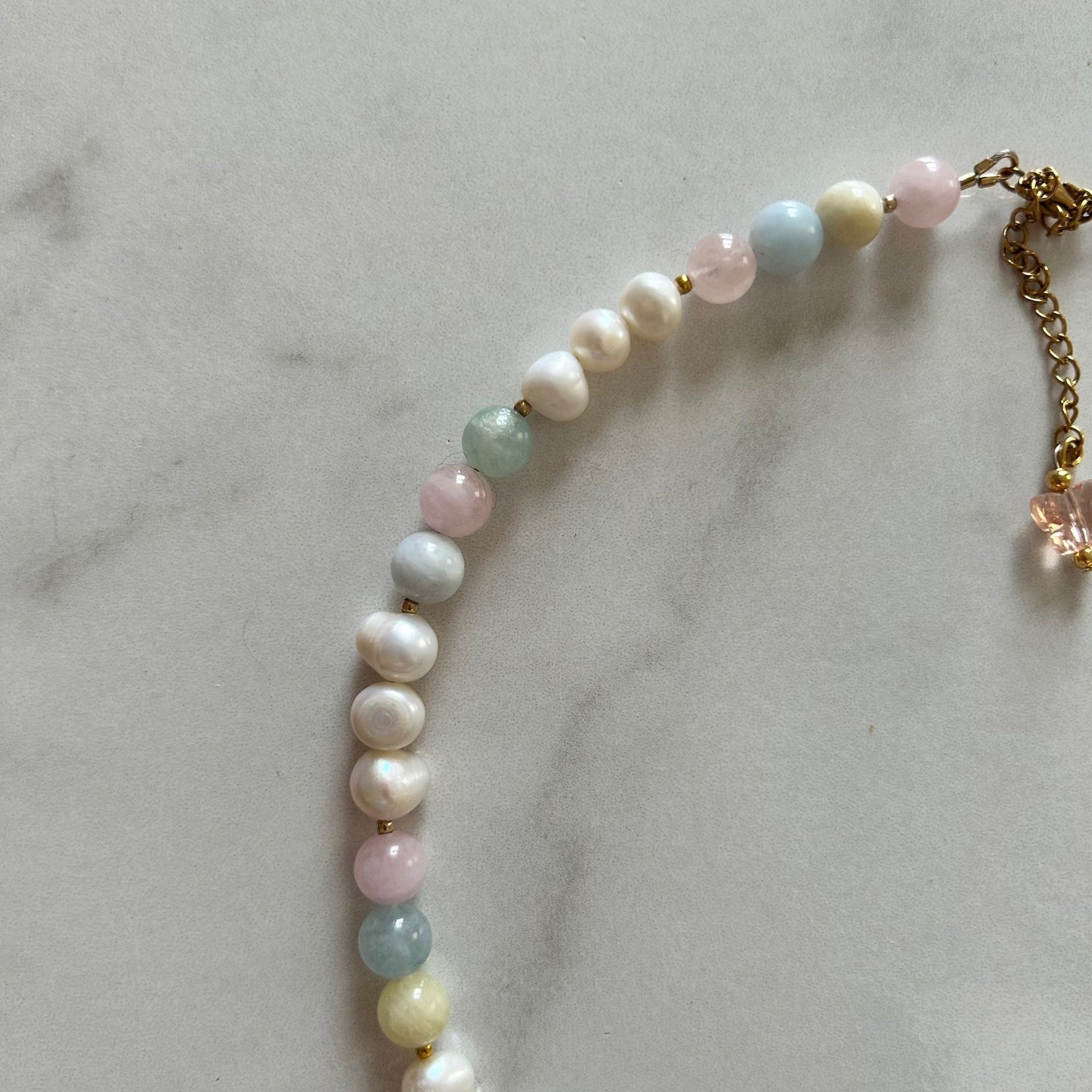 amphitrite • half pearl half crystal necklace
