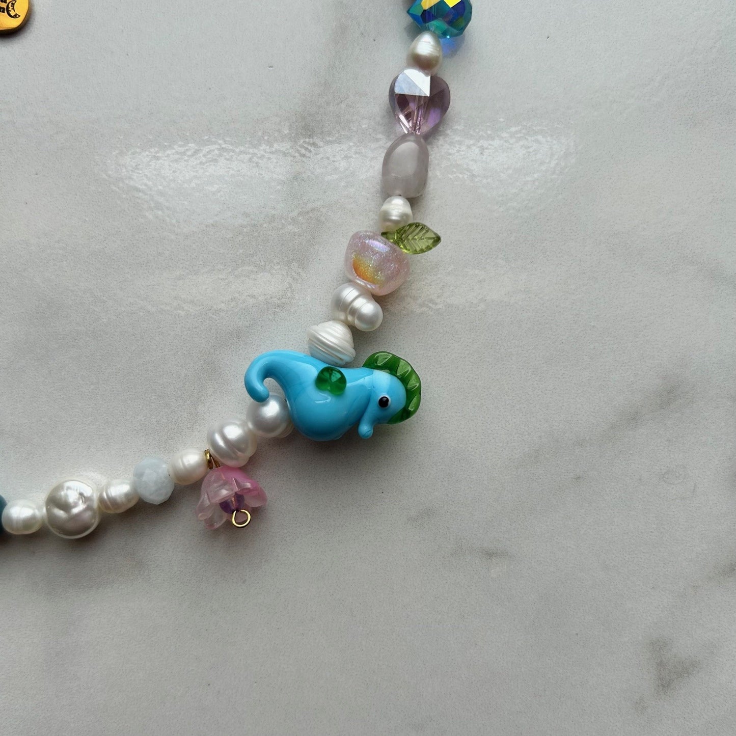 sheldon • half beaded half pearl necklace