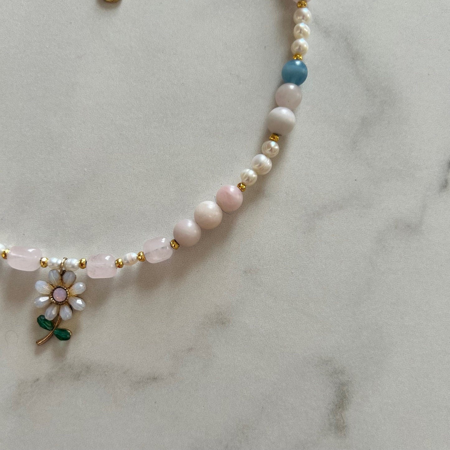 valeria • half morganite half pearl necklace