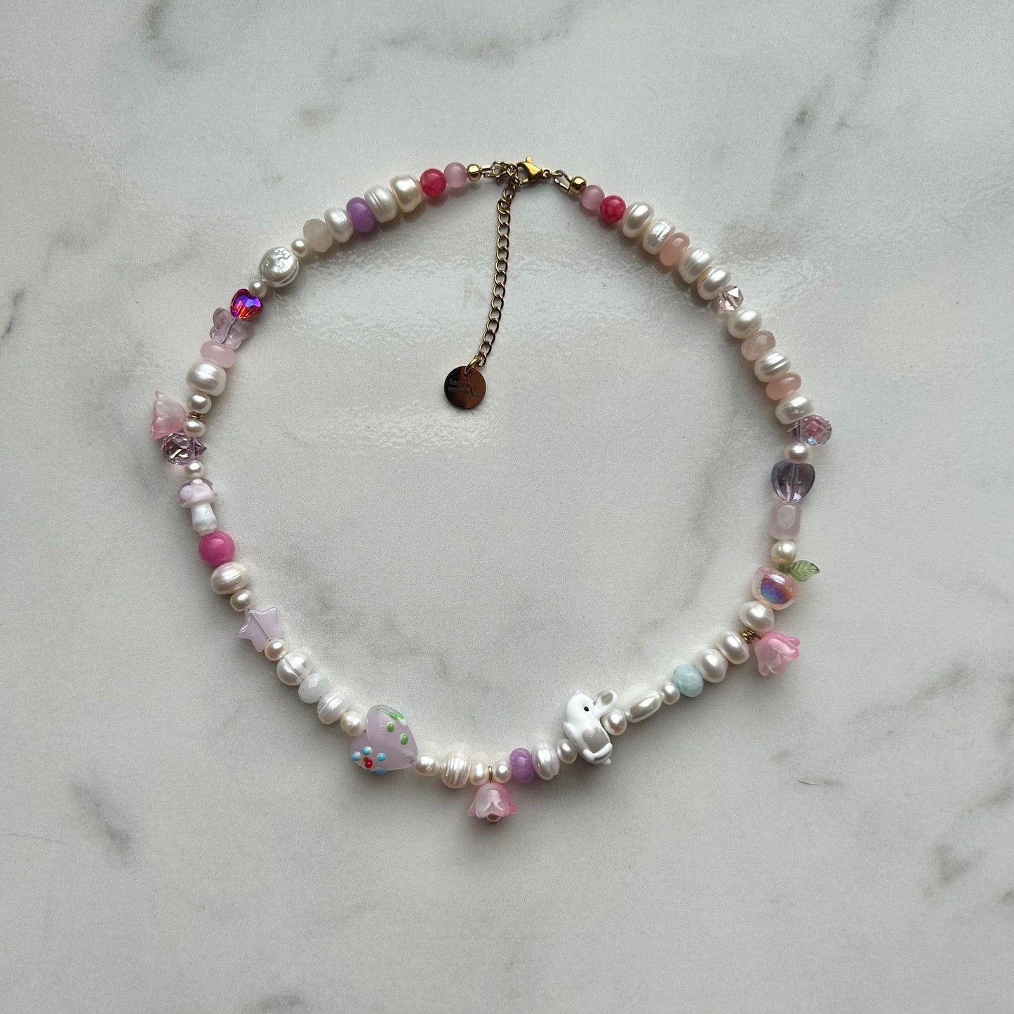 hoppy to be here • half beaded half pearl necklace