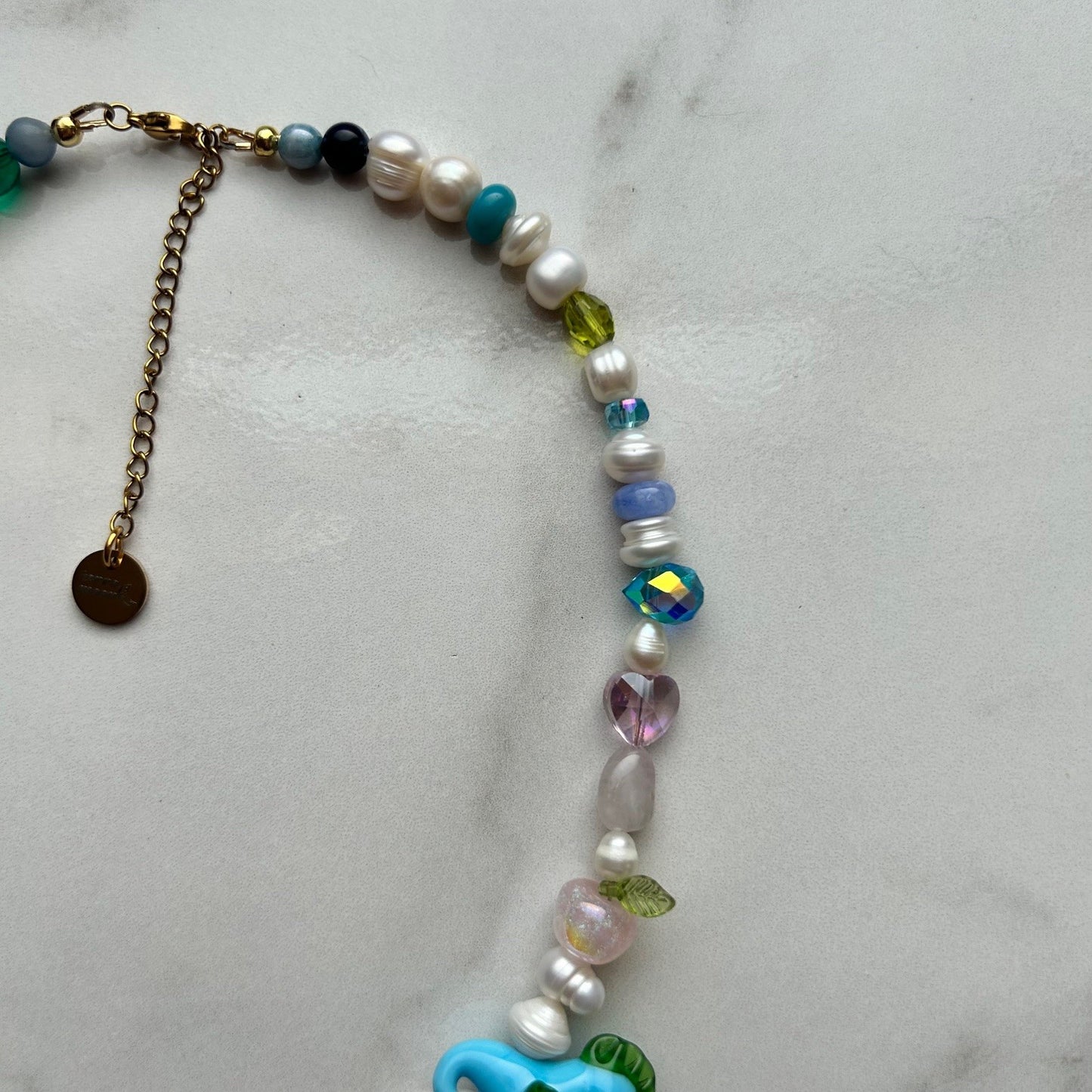 sheldon • half beaded half pearl necklace