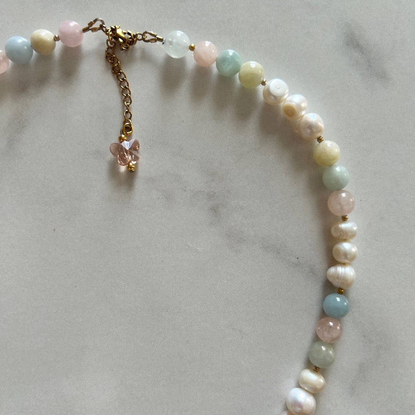 amphitrite • half pearl half crystal necklace