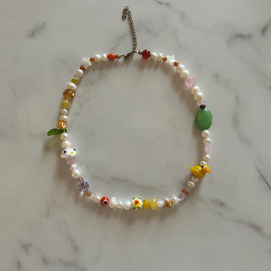 rubber ducky • half beaded half pearl necklace