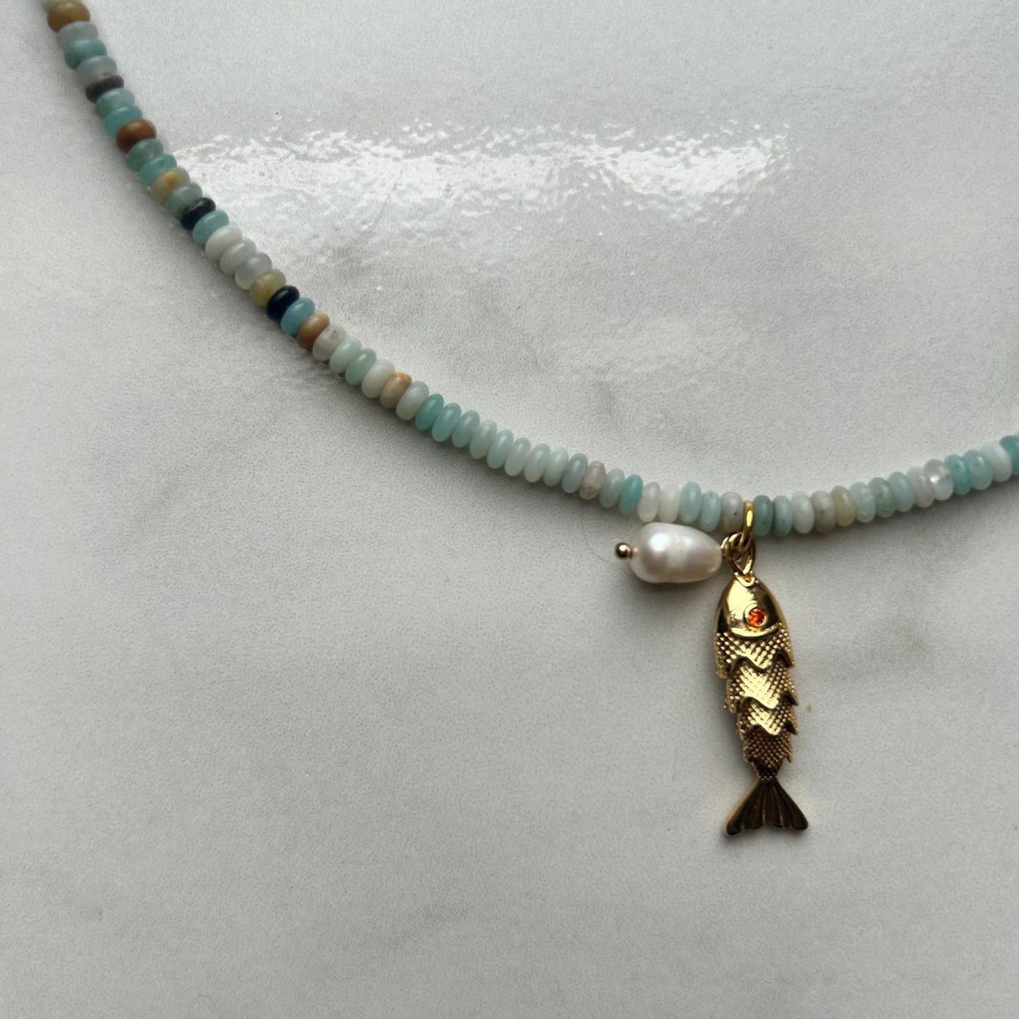 swim shady • amazonite beaded necklace