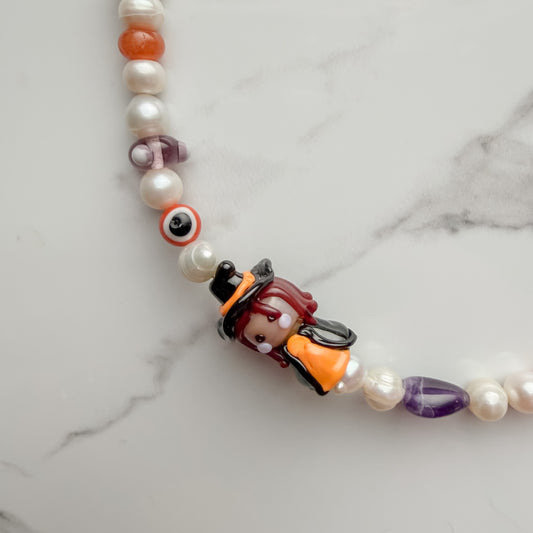 a little witchy • half beaded half pearl necklace