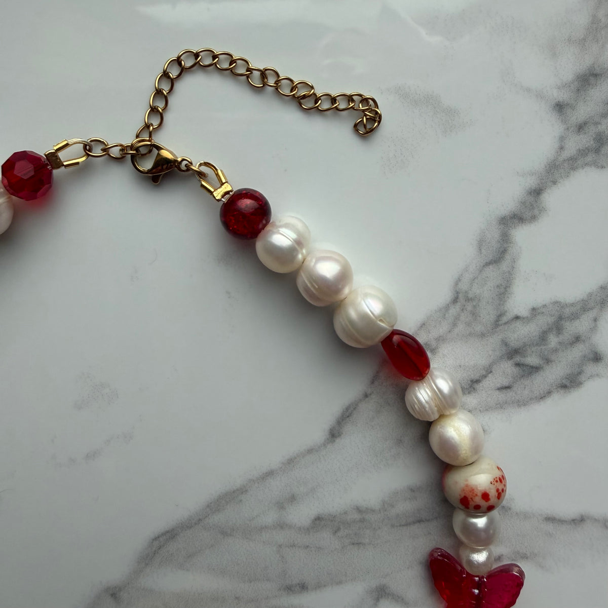 nightwing • half beaded half pearl necklace