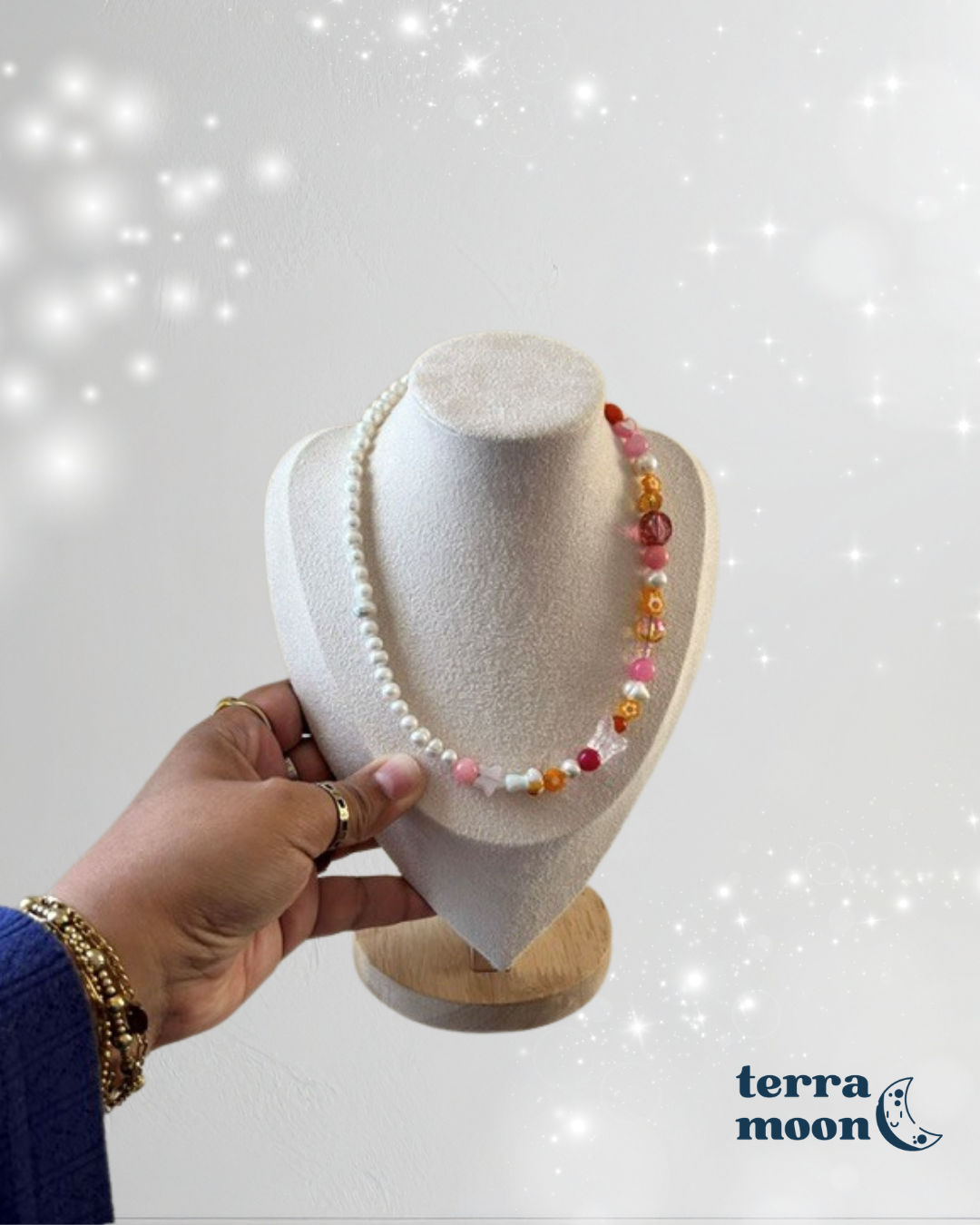 a friend of mildred's • half beaded half pearl necklace